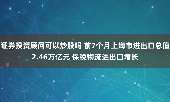 证券投资顾问可以炒股吗 前7个月上海市进出口总值2.46万亿元 保税物流进出口增长